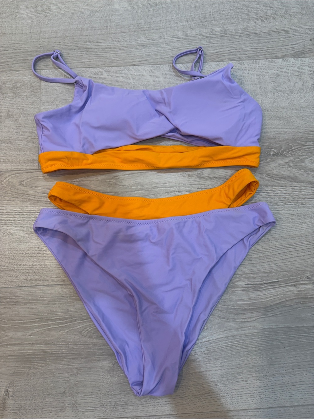 Lavender and Orange Two-Tone Women's Bikini Set